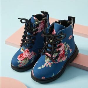 Floral Toddler Lace Front Side Zip Boot Size 9